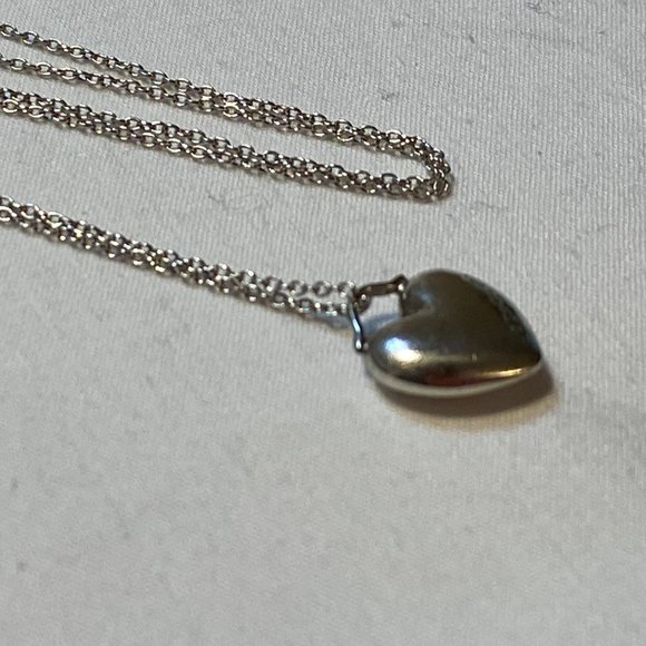 Tiffany & Co. Sterling Silver Puffed Heart Pendant Necklace 16" - Picture 7 of 7